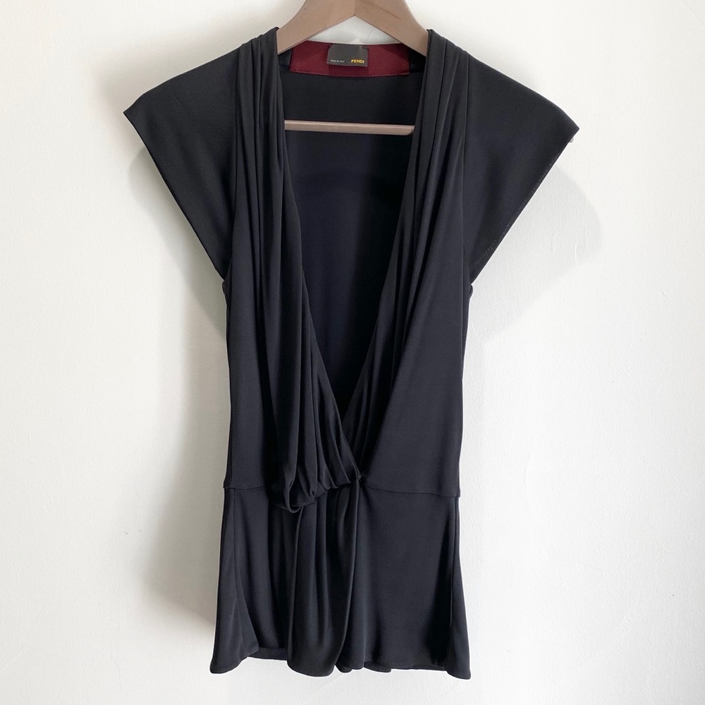 Fendi short sleeve pleated blouse